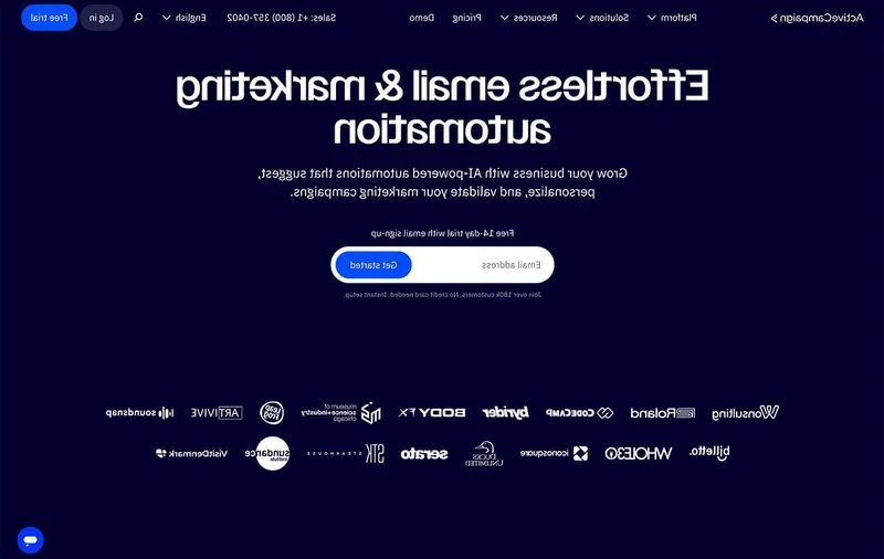 Active Campaign home page