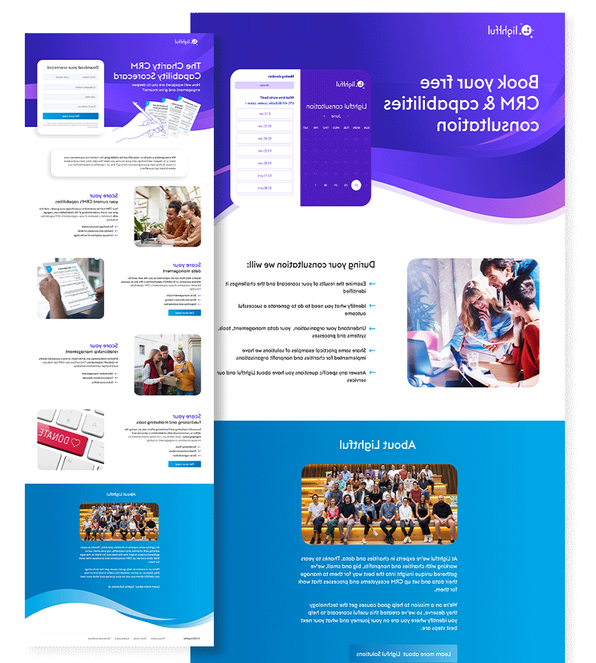 Screenshots of landing pages
