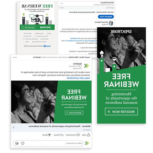 Three Spektrix Free Webinar Adverts from Linkedin