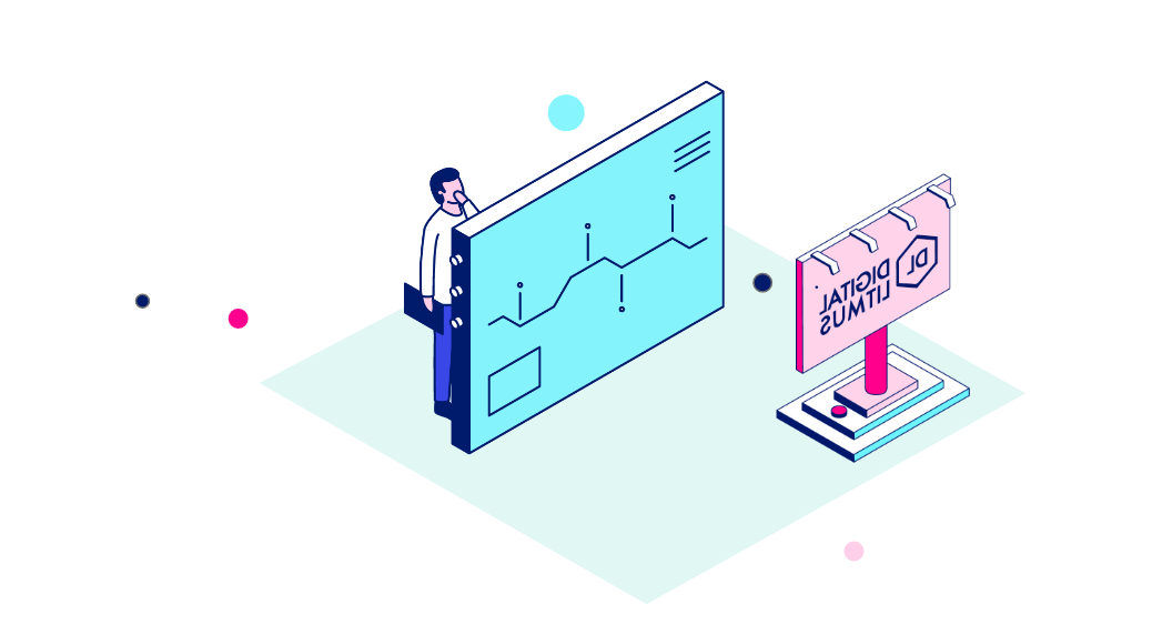 Man looking at a graph illustration