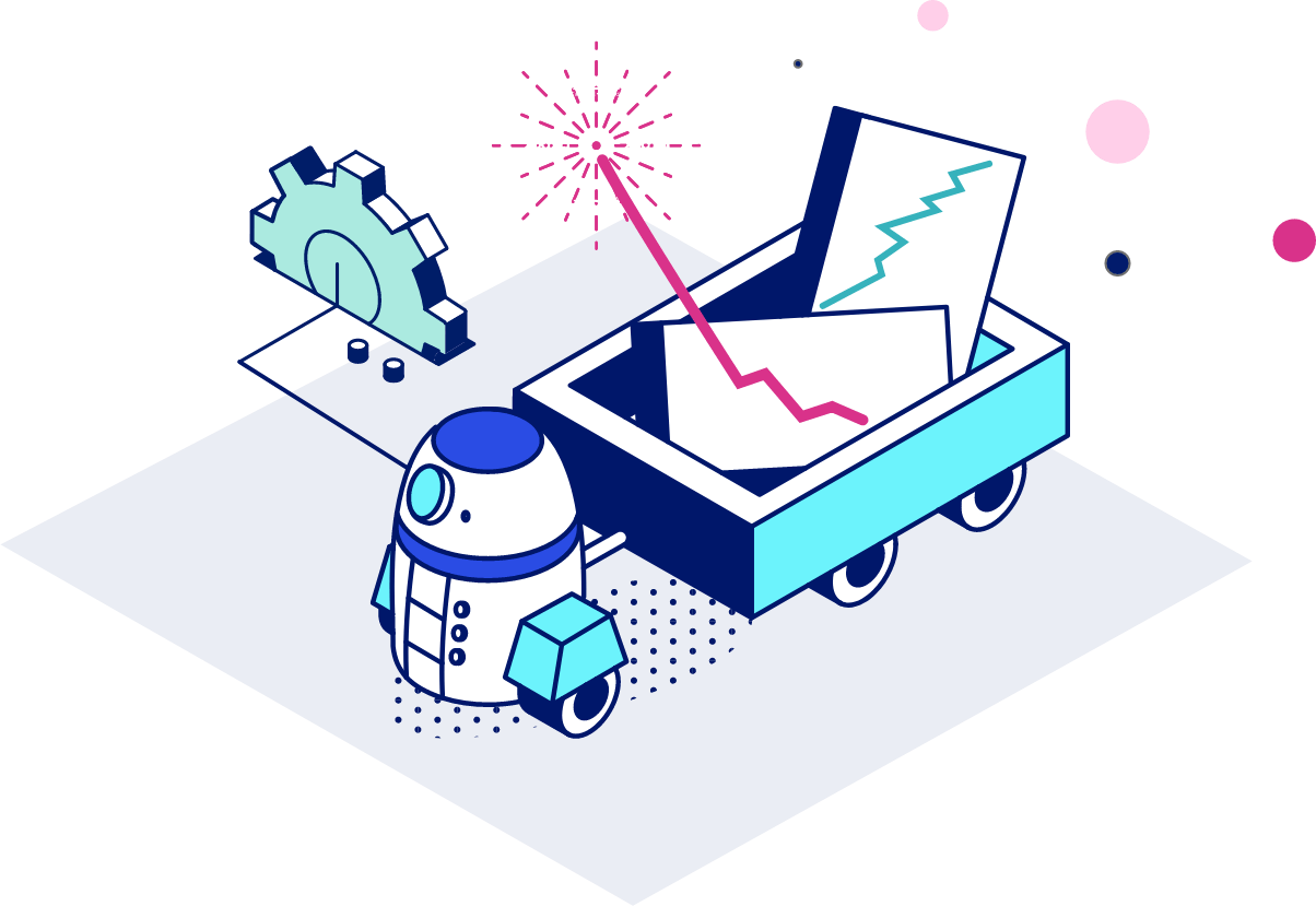 Robot pulling a cart of graphs
