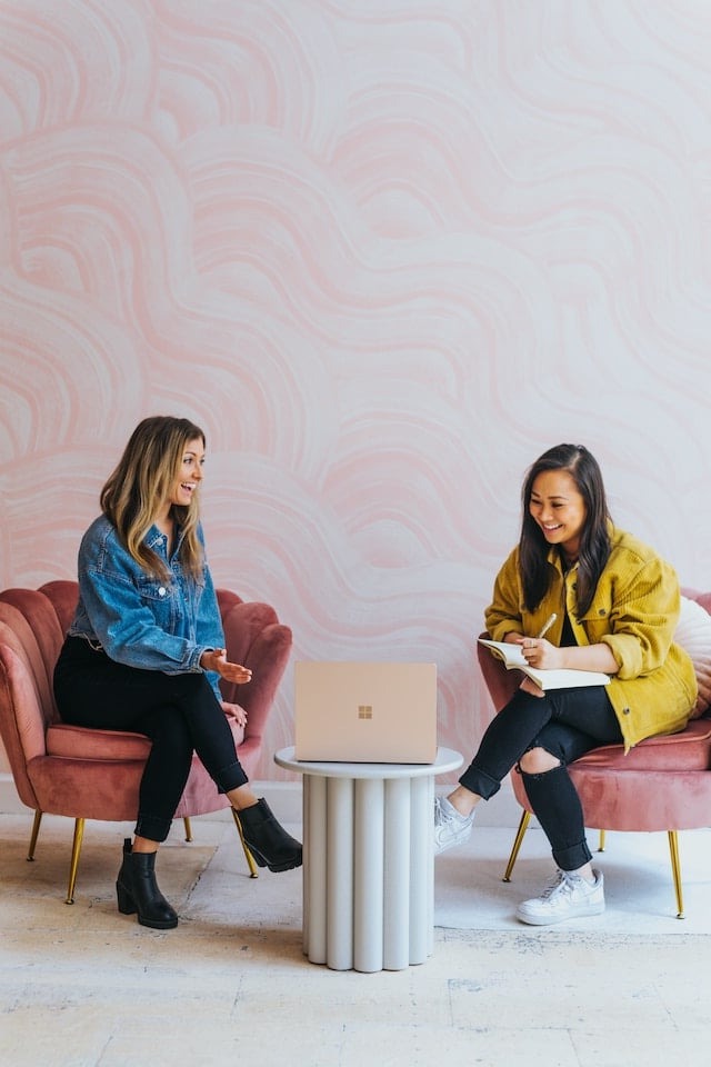 two people talking